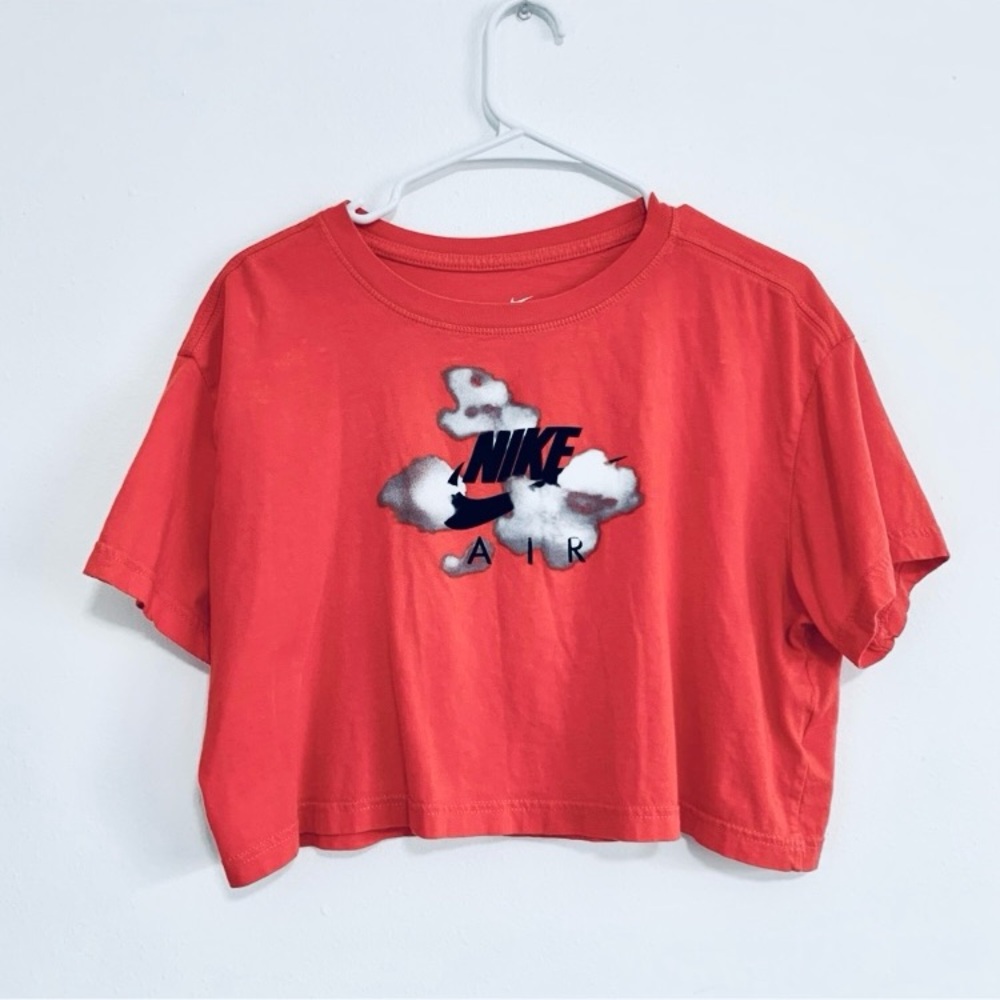 Nike- Coral Cropped shirt, workout gym, muscle tee, white red black